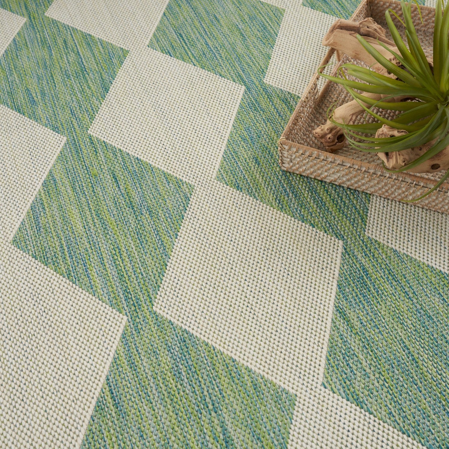 Positano Indoor/Outdoor Blue/Green Geometric Rug