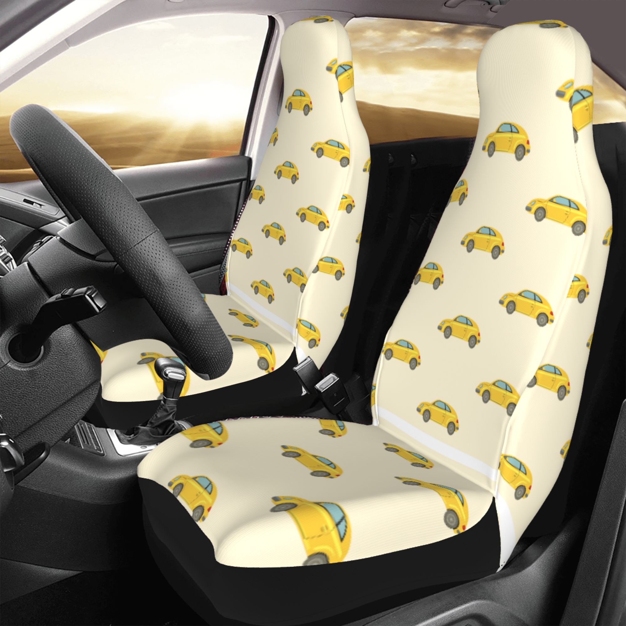 ZICANCN Car Seat Cover Taxi Print Car Front Seat Covers Protectors ， Automotive Seat Covers for Cars Trucks Suv