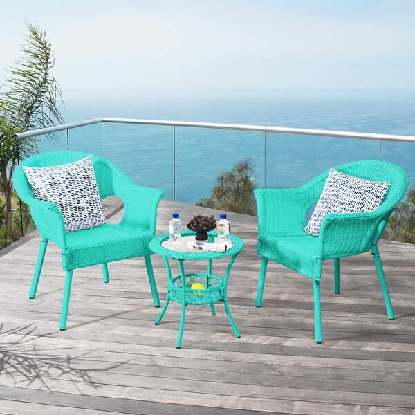 Cozywor 3Piece Outdoor Wicker Patio Bistro Chair Set