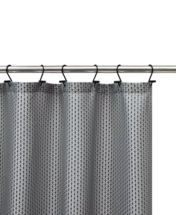 Style Nest Grey Wave Woven Texture 14 Pc Shower Curtain Set