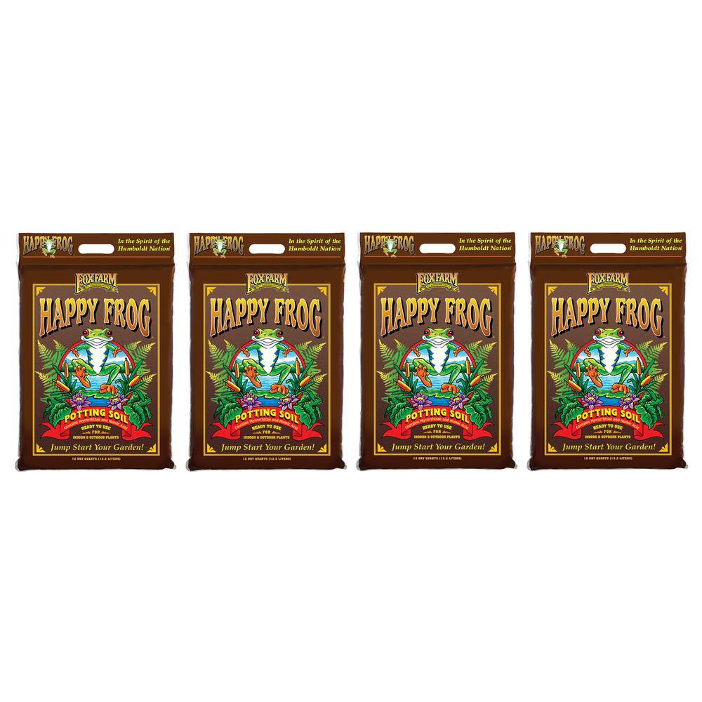 FOXFARM Happy Frog Nutrient Rapid Growth Garden Potting Soil 12 quart (4 Pack) 4 x FX14054