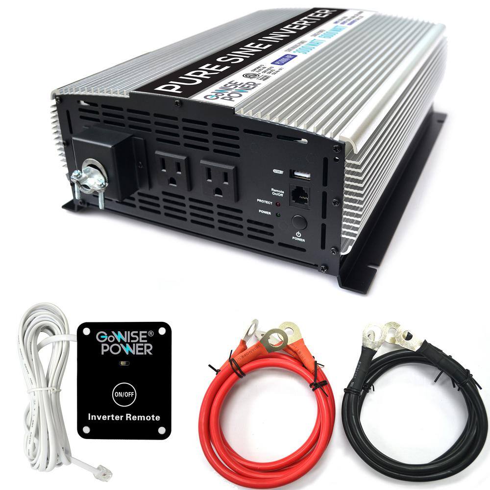 GoWISE USA 3000-Watt Continuous6000-Watt Peak Pure Sine Wave Inverter with AC Hardwire Terminal Block PS1006