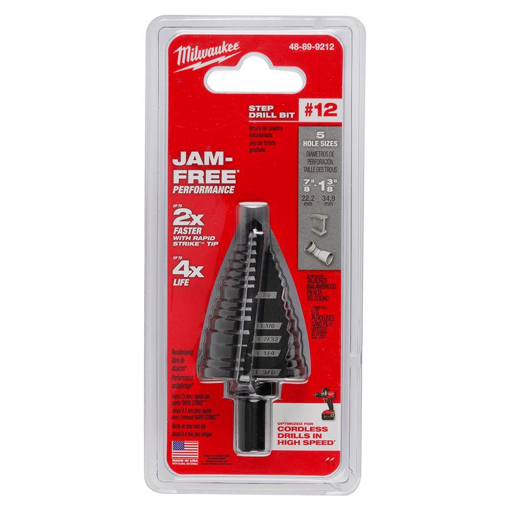 MW 78 in. - 1-38 in. #12 Black Oxide Step Drill Bit (5-Steps) 48-89-9212