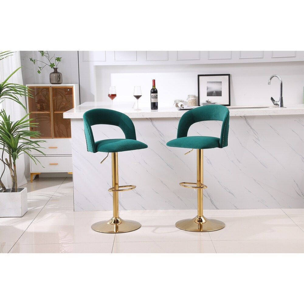 Bar Chairs Adjustable Tufted Stool with Back  Footrest