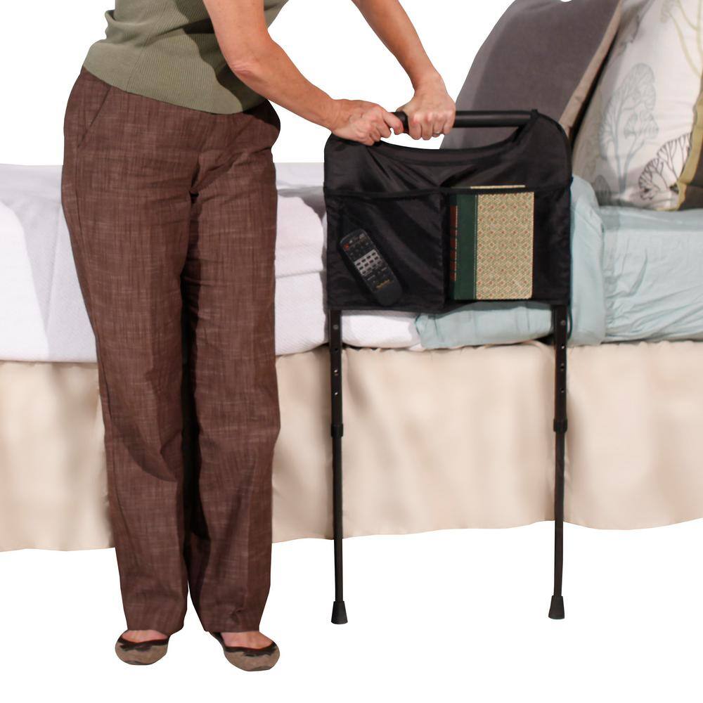 Able Life 17 in. Sturdy Bed Rail with Adjustable Support Legs and Organizer Pouch in Brown 8600