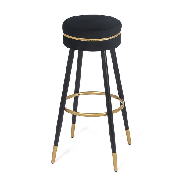 Adeco Set of 2 Bar Stools， Round Counter Height Stools Modern Footrest