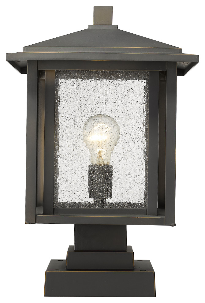 Z LITE 554PHBS SQPM BK Aspen 1 Light Outdoor Pier Mounted Fixture  Black   Transitional   Deck Lighting   by The Lighthouse  Houzz