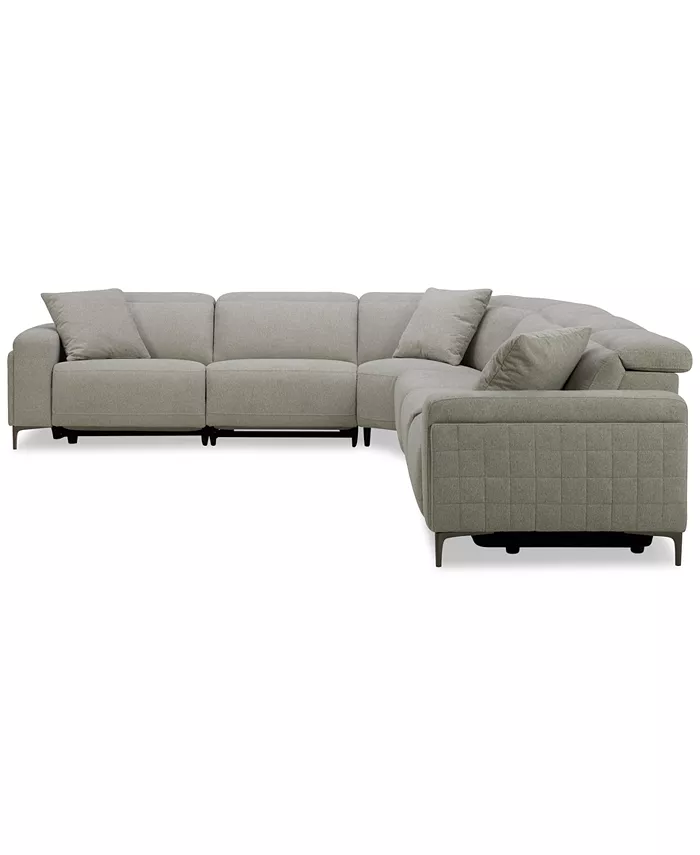 Furniture Adney 161 6-Pc. Zero Gravity Fabric Sectional with 4 Power Recliners