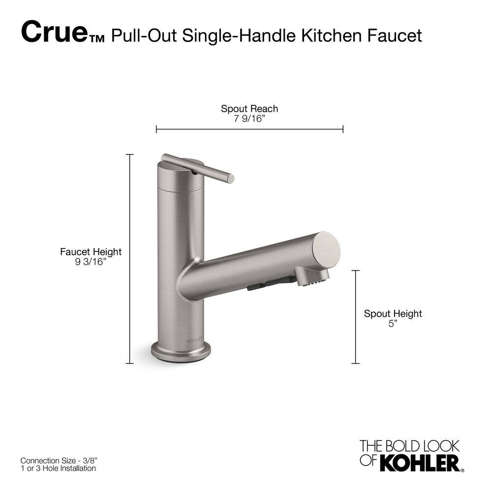 KOHLER Crue Single-Handle Pull-Out Sprayer Kitchen Faucet in Matte Black K-22976-BL