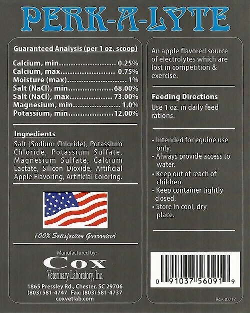 Cox Vet Lab Perk-A-Lyte Powder Horse Supplement， 20-lb bucket