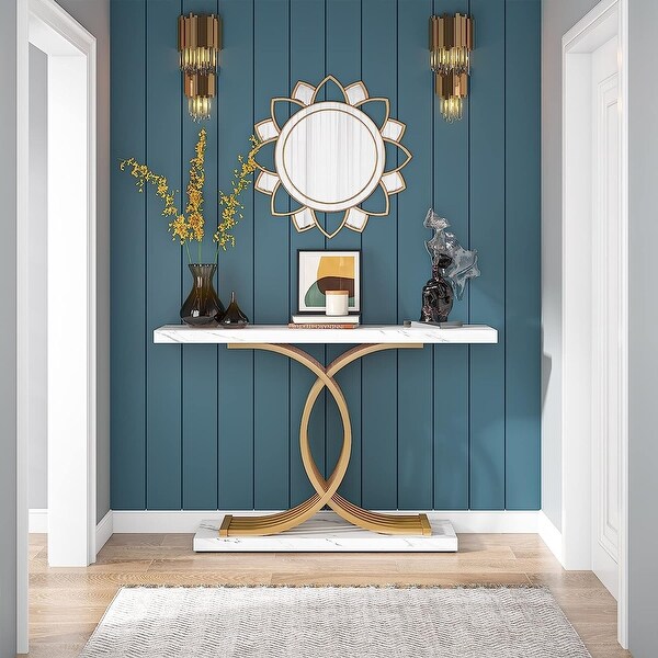 Entryway Hallway Console Table with Metal Frame