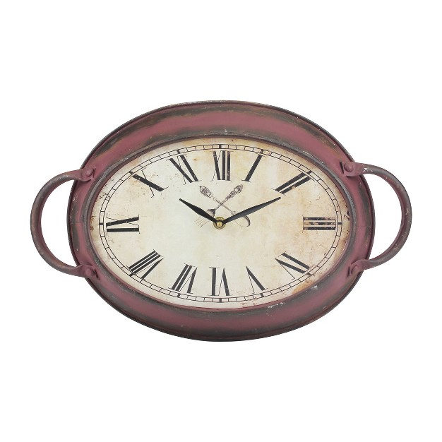 X 10 6 quot Oval Metal Wall Clock Red Stonebriar Collection