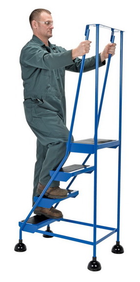 Vestil LAD 4 B spring loaded roll ladder 4 step bl...