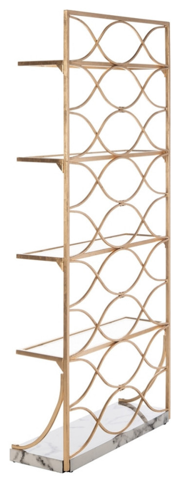 Pami 4 Glass Tier Marble Base Etagere/ Bookcase Gold/ White/ Clear   Modern   Bookcases   by Virgil Stanis Design  Houzz