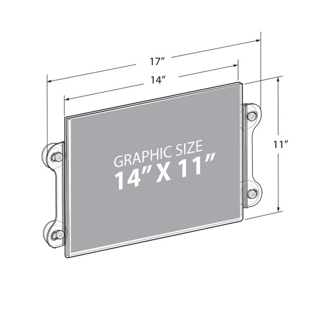 Azar Displays Clear Acrylic Window door Sign Holder Frame With Suction Cups 14 x27 x27 w X 11 x27 x27 h 2 pack