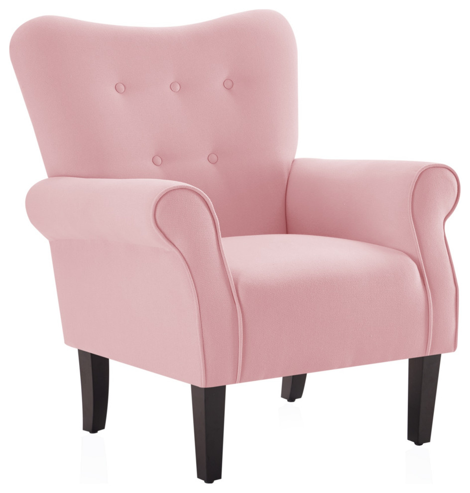 High Wingback Linen Armchair   Transitional   Armchairs And Accent Chairs   by OneBigOutlet  Houzz