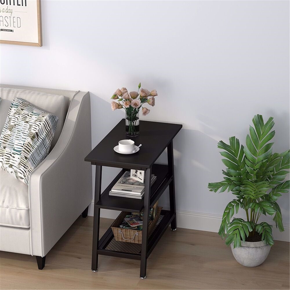 Industrial End Table Bed Side Table Storage Shelf