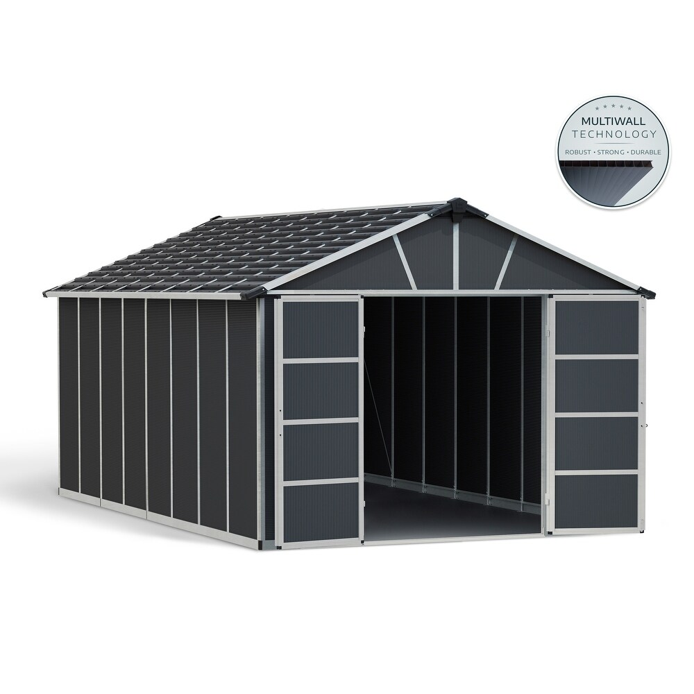 Yukon Dark Gray Large Garden Outdoor Storage Shed with Floor