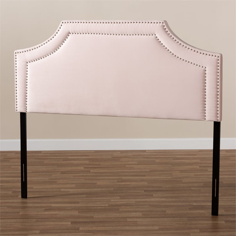 Baxton Studio Avignon Velvet and Wood Full Headboard in Light Pink   Contemporary   Headboards   by Fratantoni Lifestyles  Houzz