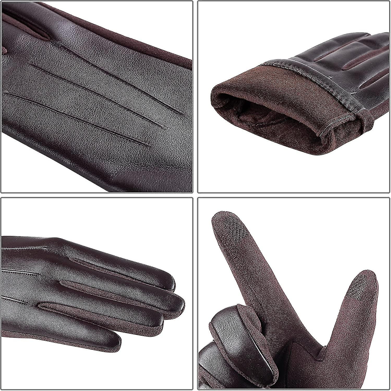 Winter Fashion Leather Gloves For Men. With Touch Screen Texting Finger Wool