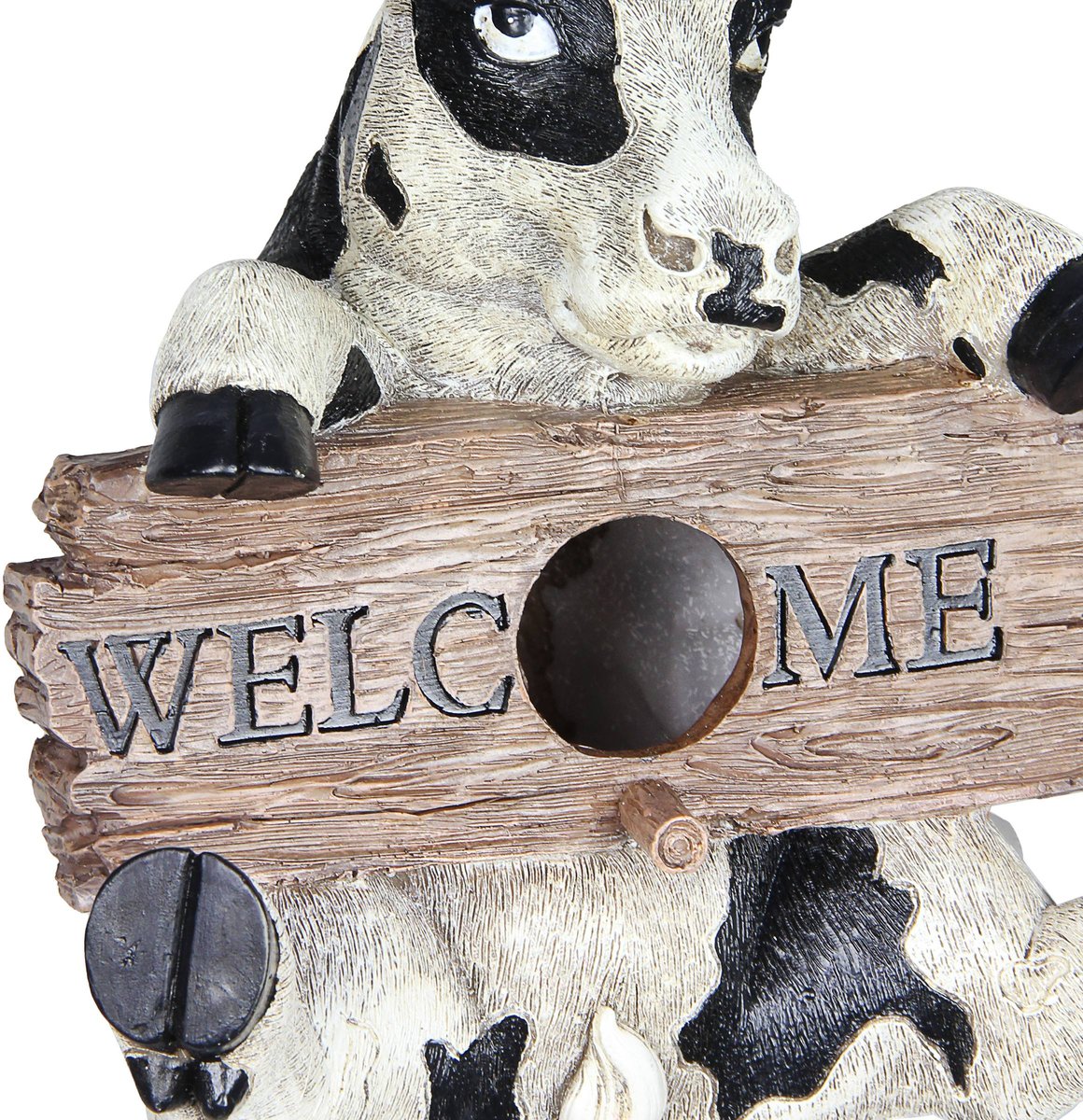 Exhart Hand Painted Cow with Welcome Sign Hanging Resin Bird House