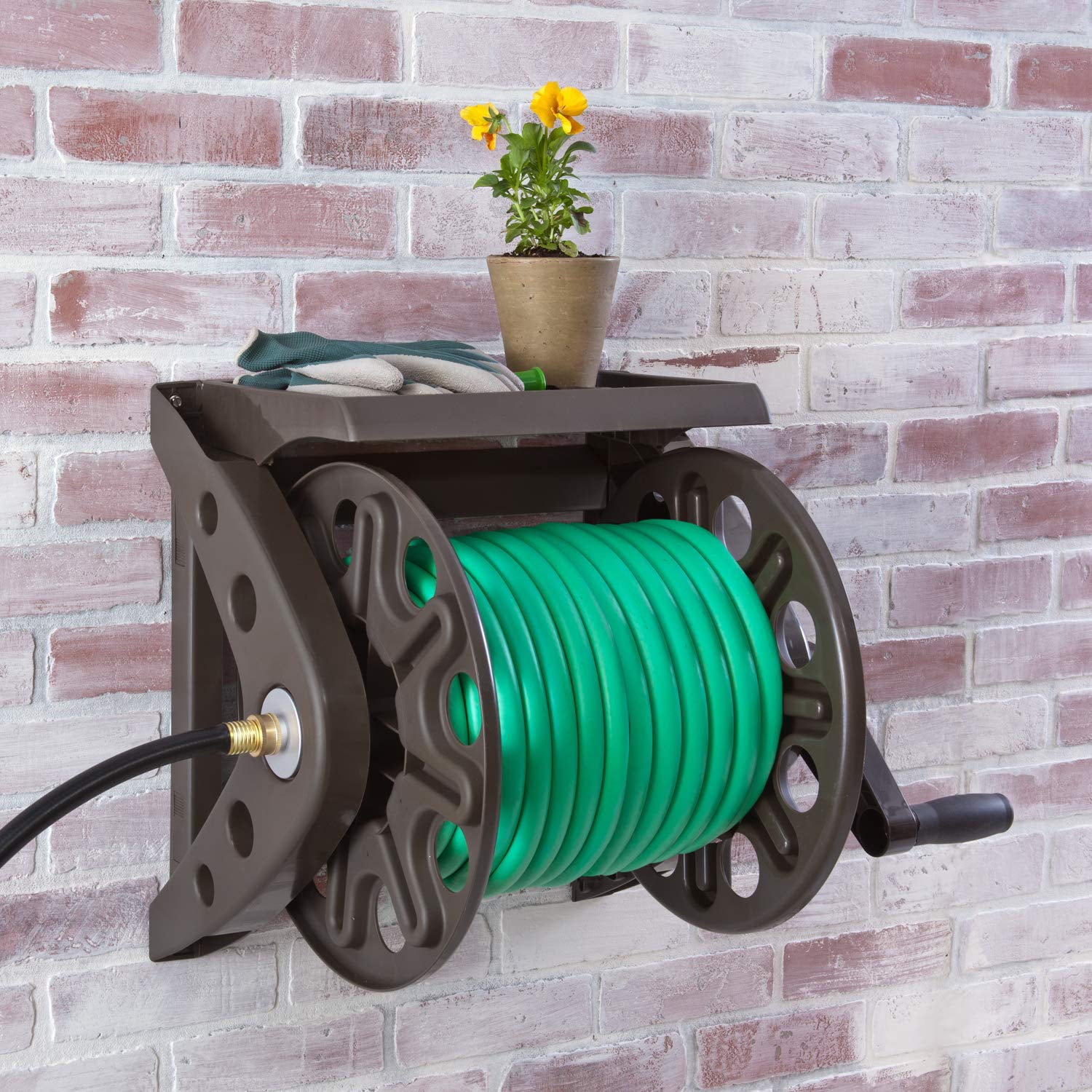 Liberty Basics Wall Mounted Hose Reel with Shelf