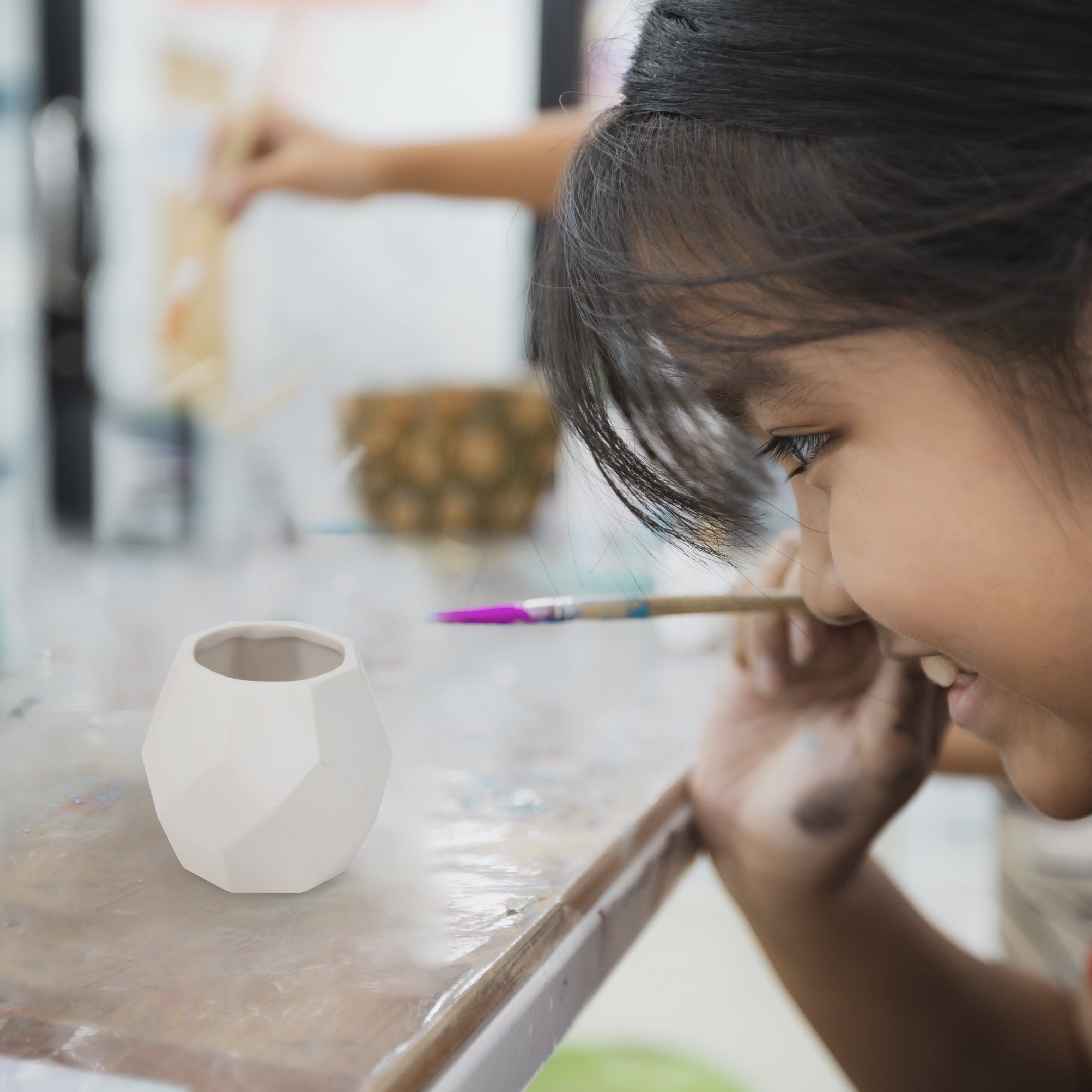 Create Basics Paintable Small Ceramic Geometric Planter