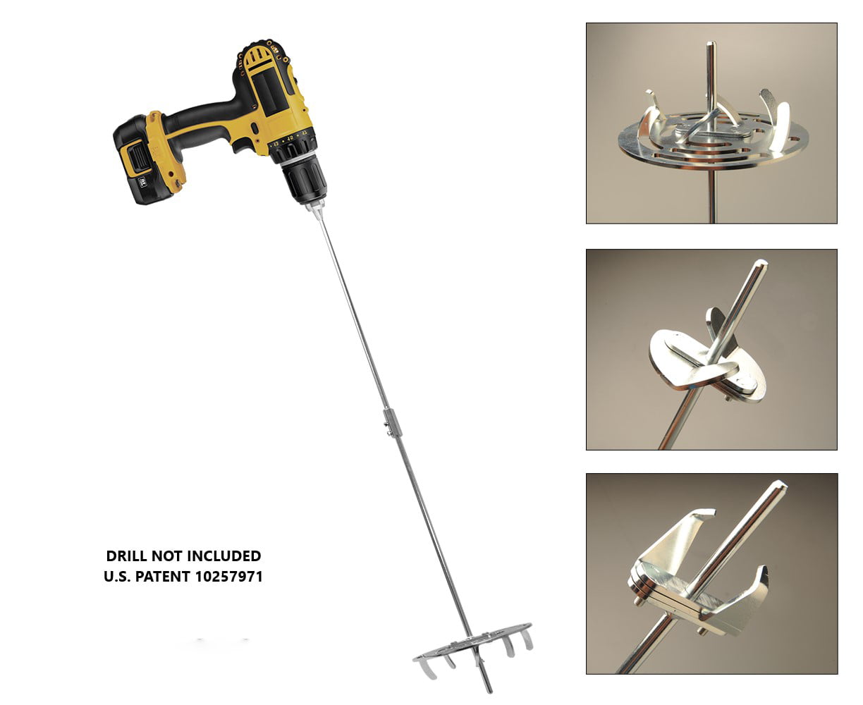 Drill Till, 3 Tools in 1, The Smartest Gardening Tool Kit for Weeding, Tilling and Bulb Planting, Includes Hole Digger, Weeder, Tiller & 2 Extension Rods for Use with Cordless Drill/Screwdriver