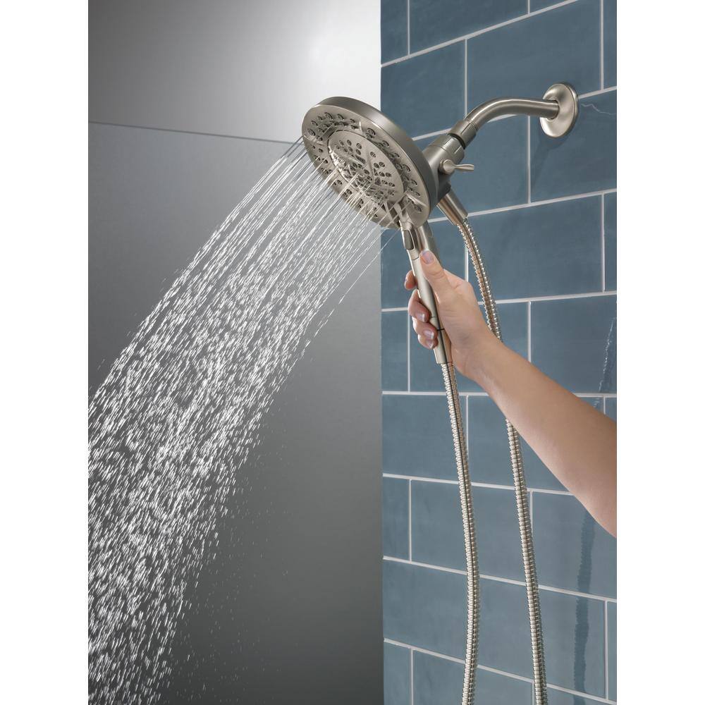 Delta In2ition 5-Spray Patterns 1.75 GPM 6.63 in. Wall Mount Dual Shower Heads in Satin Nickel 75585SN