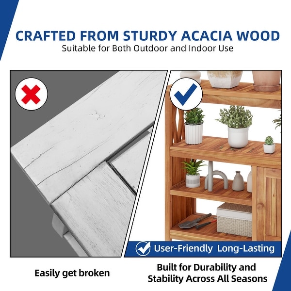 Moasis Outdoor Side Table Sideboard Acacia Wood Storage Cabinet