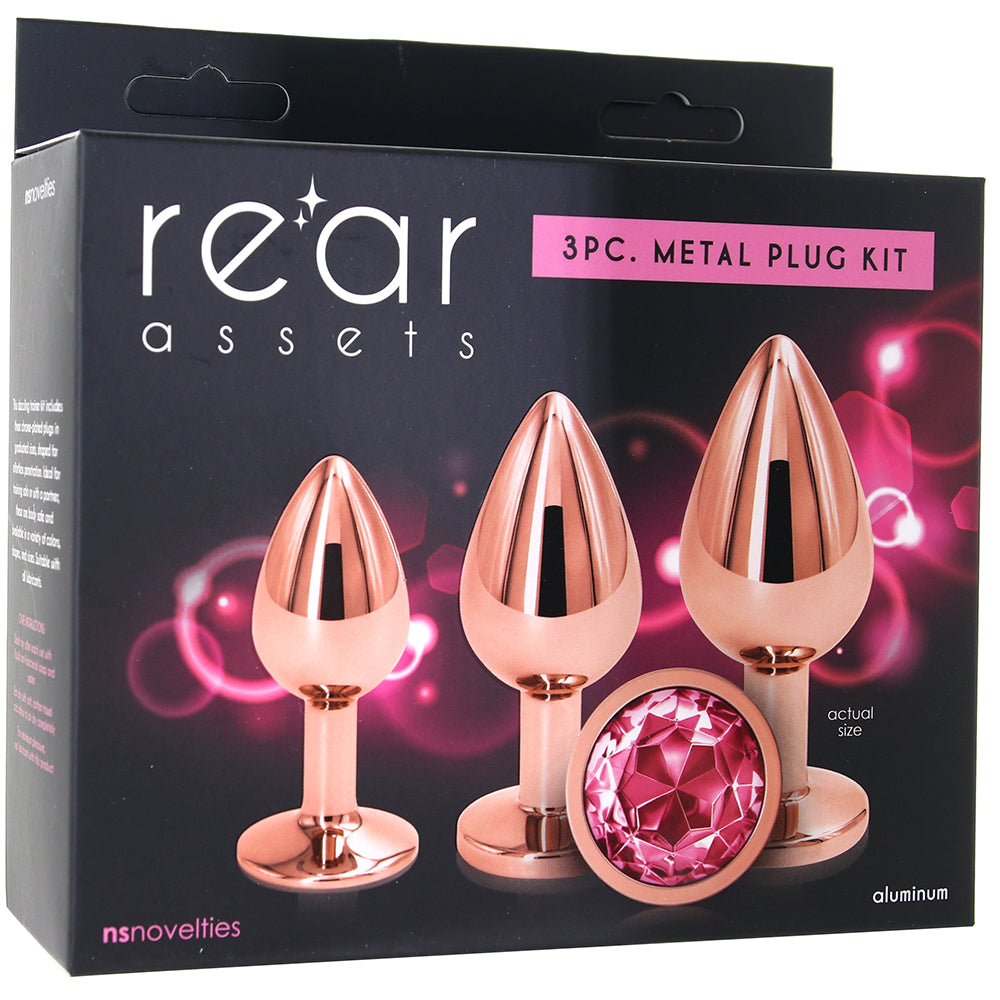 Rear Assets Round Gem Metal Plug Kit in Rose