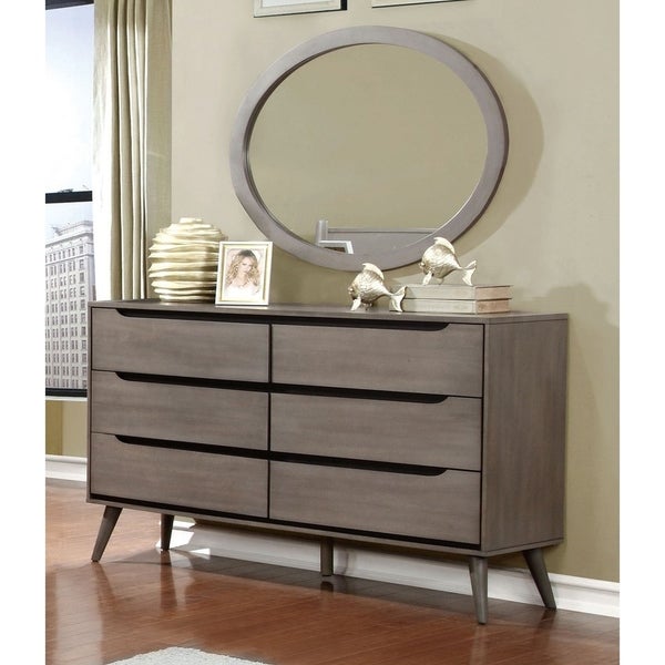 Furniture of America Fopp Modern 2-piece Dresser and Oval Mirror Set - - 12440454