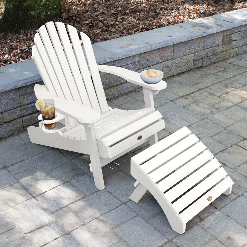 Patio Adirondack Chair  ampCurved Footrest  Weatherproof Plastic   Beach Style   Adirondack Chairs   by Decor Love  Houzz