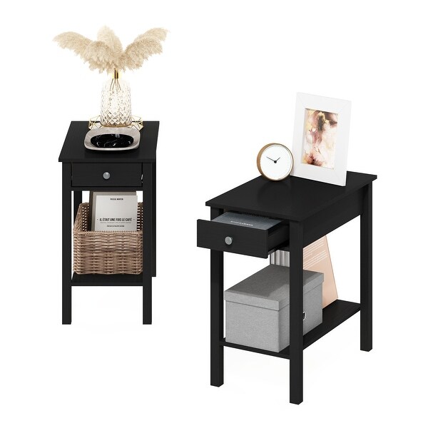 Furinno Classic Rectangular Side Table with Drawer