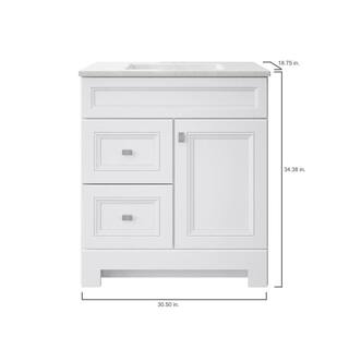 Home Decorators Collection Sedgewood 30.5 in. W x 18.8 in. D x 34.4 in. H Freestanding Bath Vanity in White with Arctic Solid Surface Top PPLNKWHT30D