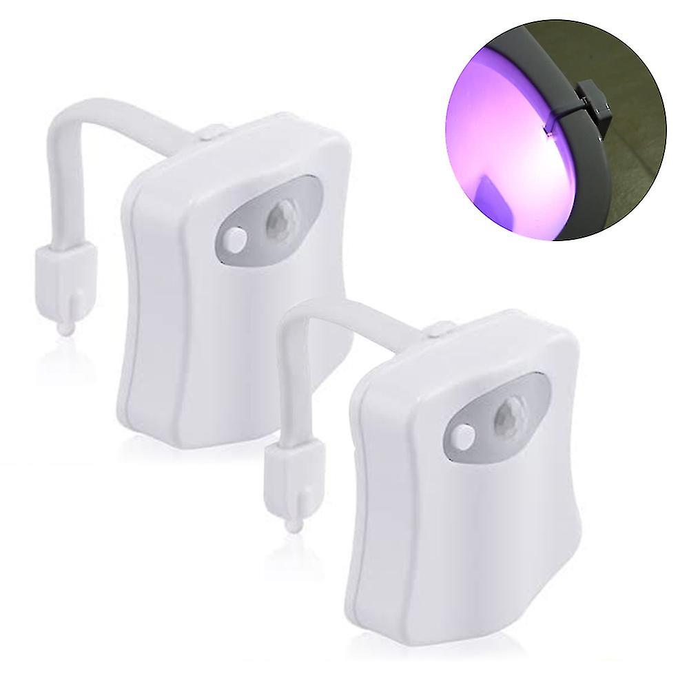 Pack Of 2 Toilet Night Light 8 Colors Changing Led Bowl Nightlight Motion Sensor For Bathroom Washroom Fits Any Toilet Battery Not Included