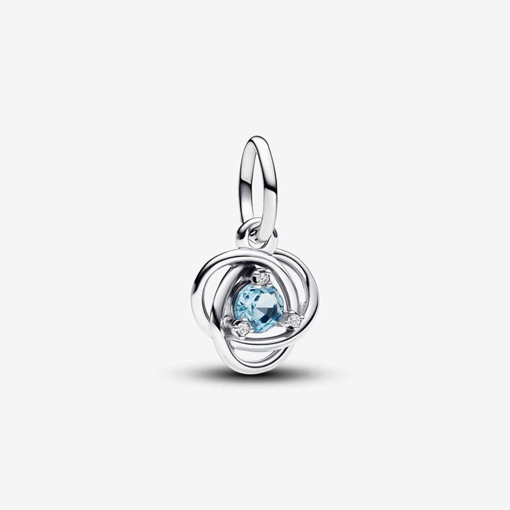 PANDORA  March Sea Aqua Blue Eternity Circle Dangle Charm - Sterling Silver