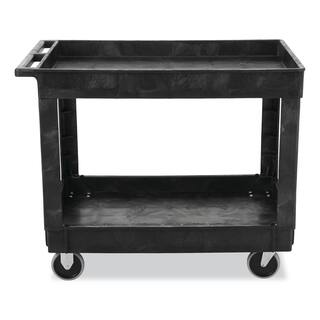 Rubbermaid Commercial Products 40 in. x 24 in. 2-Shelf Heavy Duty Utility Cart with 4 in. Casters RCP9T6700BLA