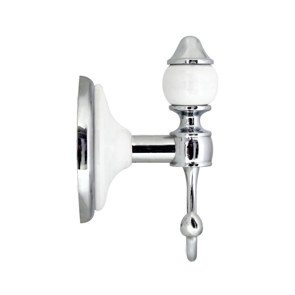 MODONA ARORA Double Robe and Towel Hook in White Porcelain and Polished Chrome 9754-A