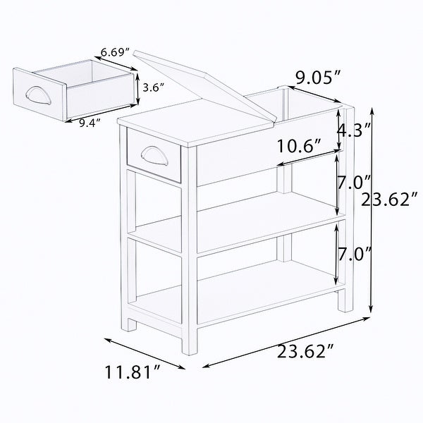 Narrow Side Table with Drawers in Flip Over Design