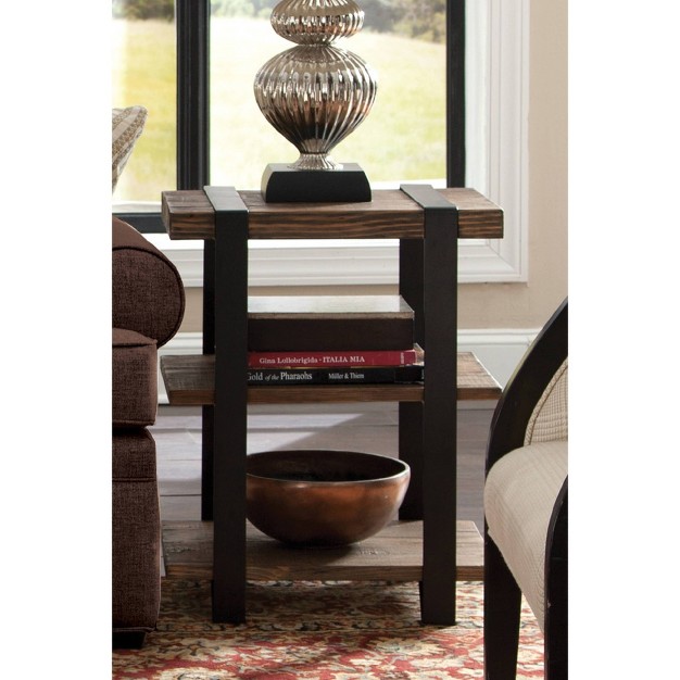 Modesto 2 Shelf Solid Wood And Metal End Table Reclaimed Wood Brown Alaterre Furniture