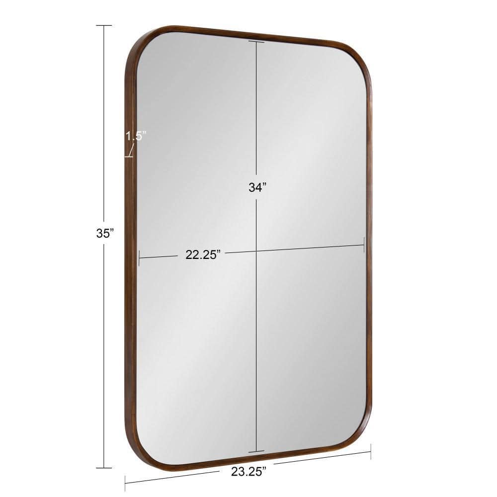 Kate and Laurel Nordlund 23.37 in. W x 35.00 in. H Rectangle Wood Walnut Brown Framed Modern Wall Mirror 222513