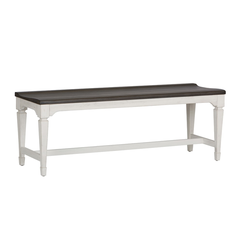 yson Park Wirebrushed White Charcoal Wood Seat Bench