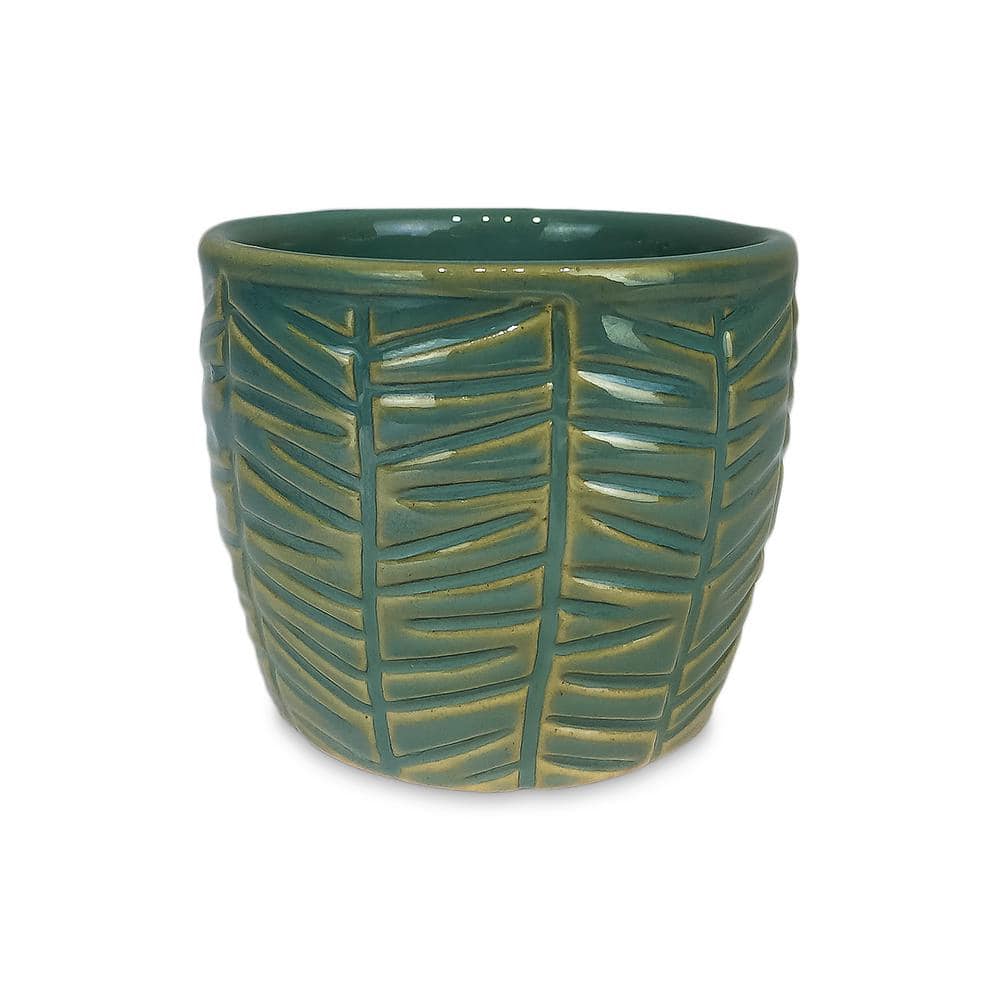 Paddock Home and Garden 3.5 in. Slate Zebra Small Green Ceramic Succulent Planter 521529