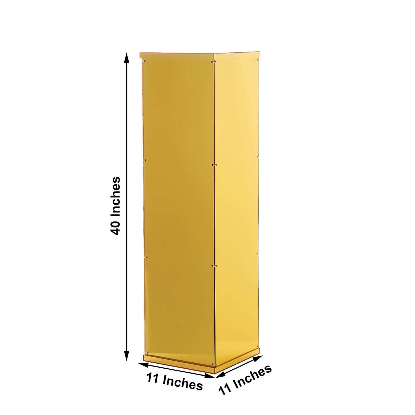 Floor Standing Gold Mirror Finish Acrylic Pedestal Riser, Display Box with Interchangeable Lid and Base 40