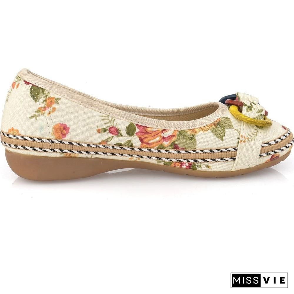 Bohemia Style Print Flats Shoes Plus Size Comfort Leisure Shoes