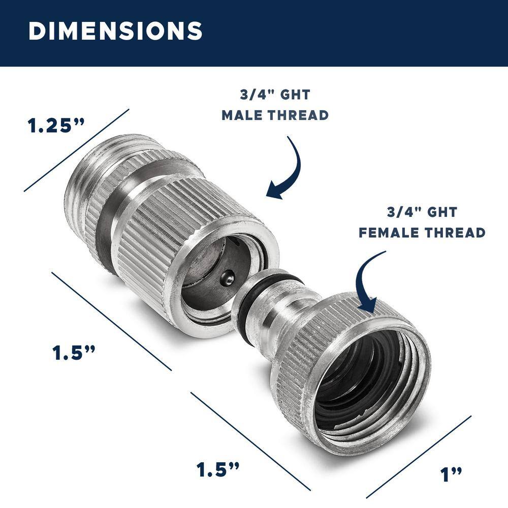 Morvat 34 in. Nickel Plated Brass Source Quick ConnectDisconnect Garden Hose Fittings Female and Male Connections (6-Sets) MOR-NP-SQCONNECTOR-6-A