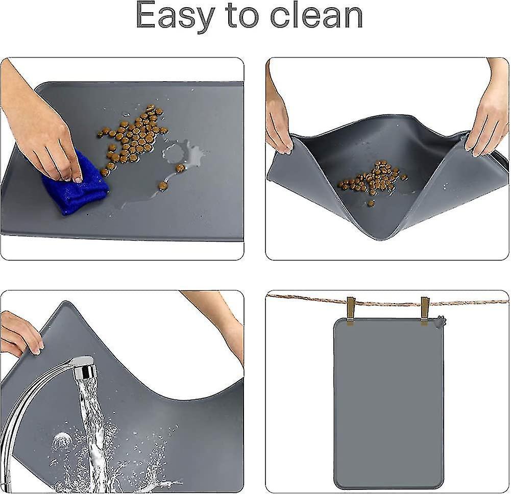 Dog And Cat Food Mat， Waterproof and Non Slip Silicone Pet Feeding Mat For Food And Water Gift