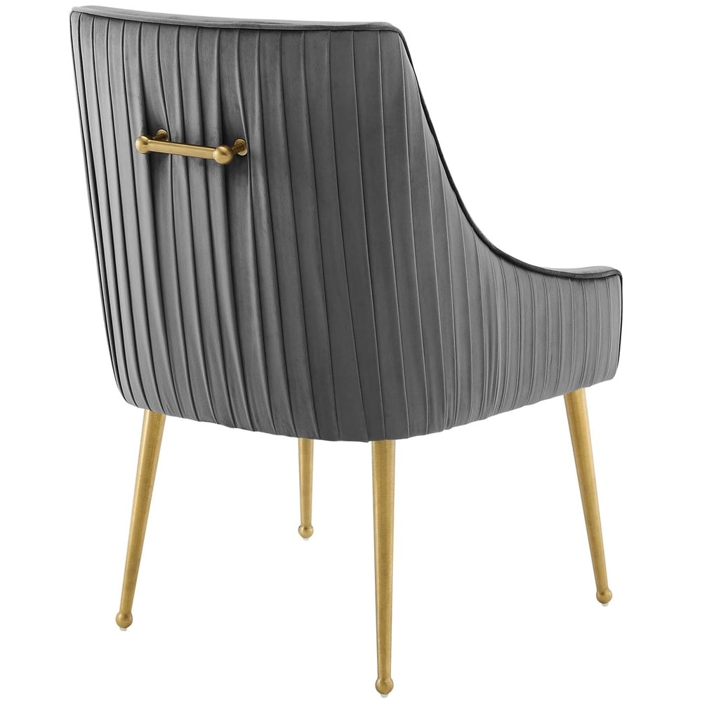 Pleated Back Upholstered Performance Velvet Dining Chair