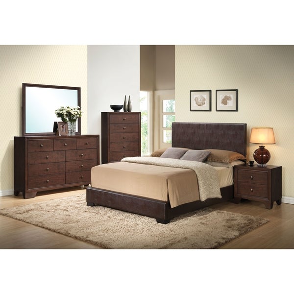 Acme Furniture Ireland Brown Faux Leather 4-Piece Espresso Bedroom Set - - 14251688